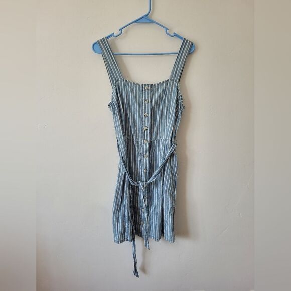 Urban Bliss 100% Cotton Striped Pinafore Dress Seersucker Retro Festival Size 6 - Picture 5 of 9